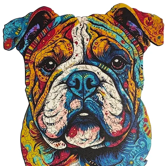 Quebra-Cabeça de Bulldog Inglês em Madeira