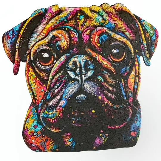 Quebra-Cabeça de Pug em Madeira