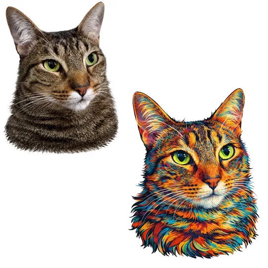 Quebra-cabeça com Foto do Gato Molde Colorido