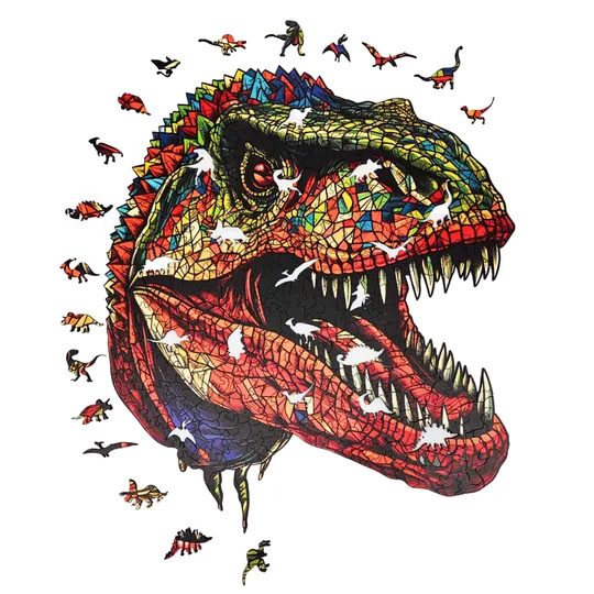 Quebra-Cabeça de Dinossauro em Madeira T-Rex