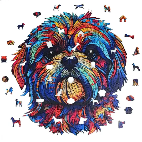 Quebra-Cabeça de Shih Tzu em Madeira