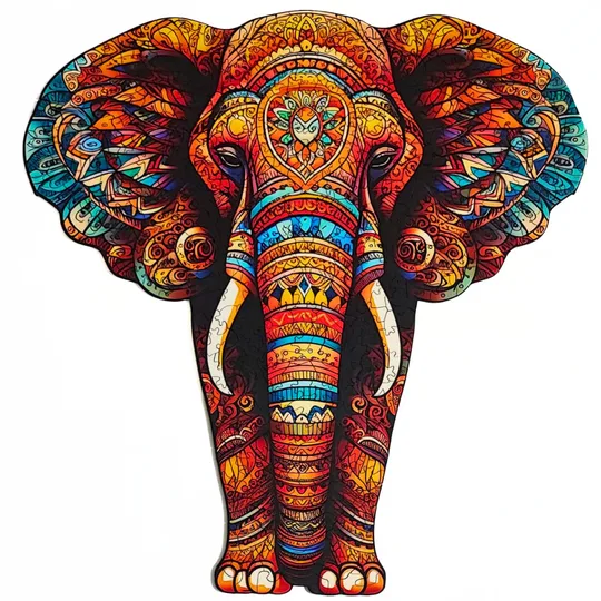 Quebra-Cabeça de Elefante em Madeira